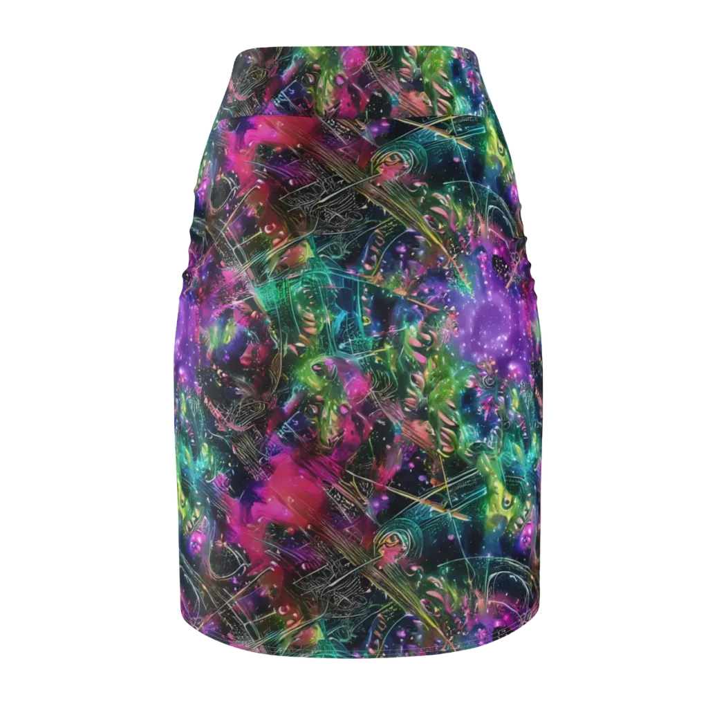 Digital Bloom on Pencil Skirt — Back