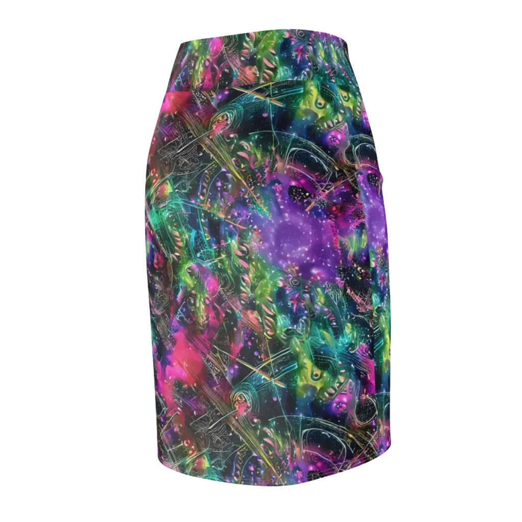 Digital Bloom on Pencil Skirt — Back Side