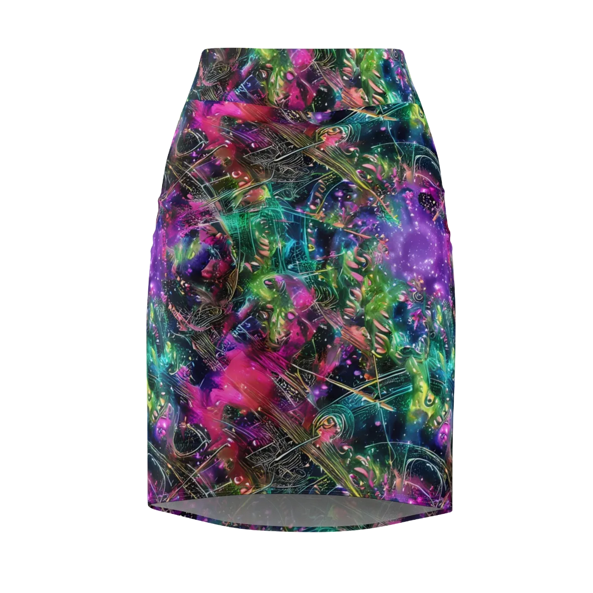 Digital Bloom on Pencil Skirt — Front