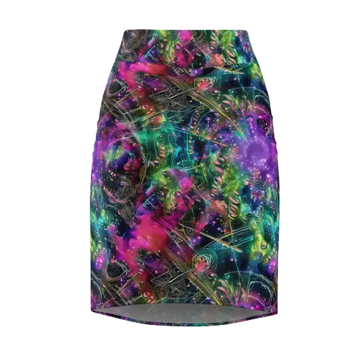Digital Bloom on a Pencil Skirt