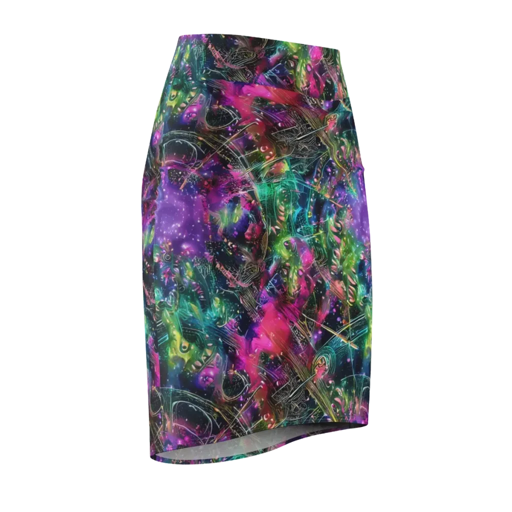 Digital Bloom on Pencil Skirt — Front Side