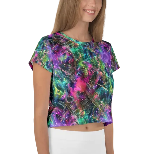 Digital Bloom on a Crop Tee