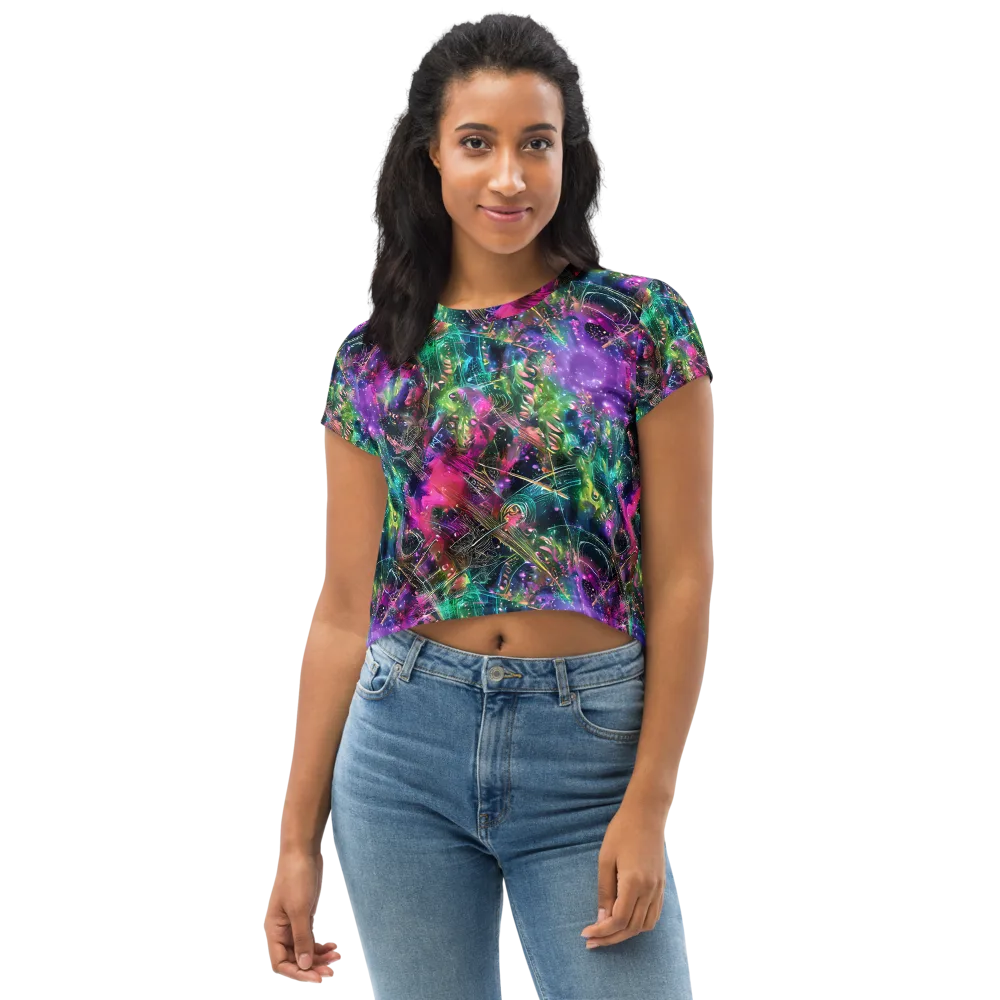 Digital Bloom on Crop Tee — Front
