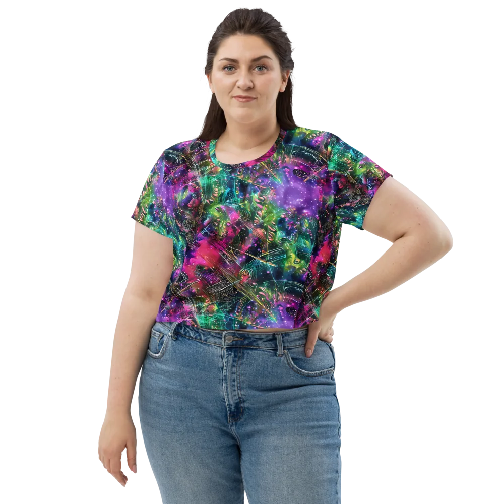 Digital Bloom on Crop Tee — Front