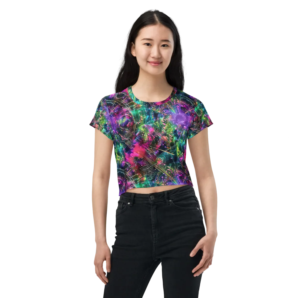 Digital Bloom on Crop Tee — Front