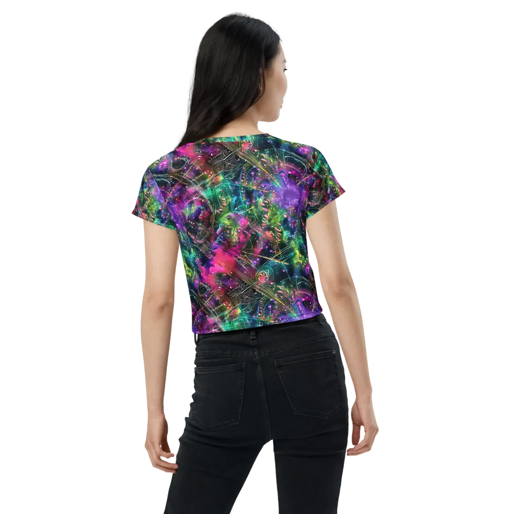 Digital Bloom on Crop Tee — Back