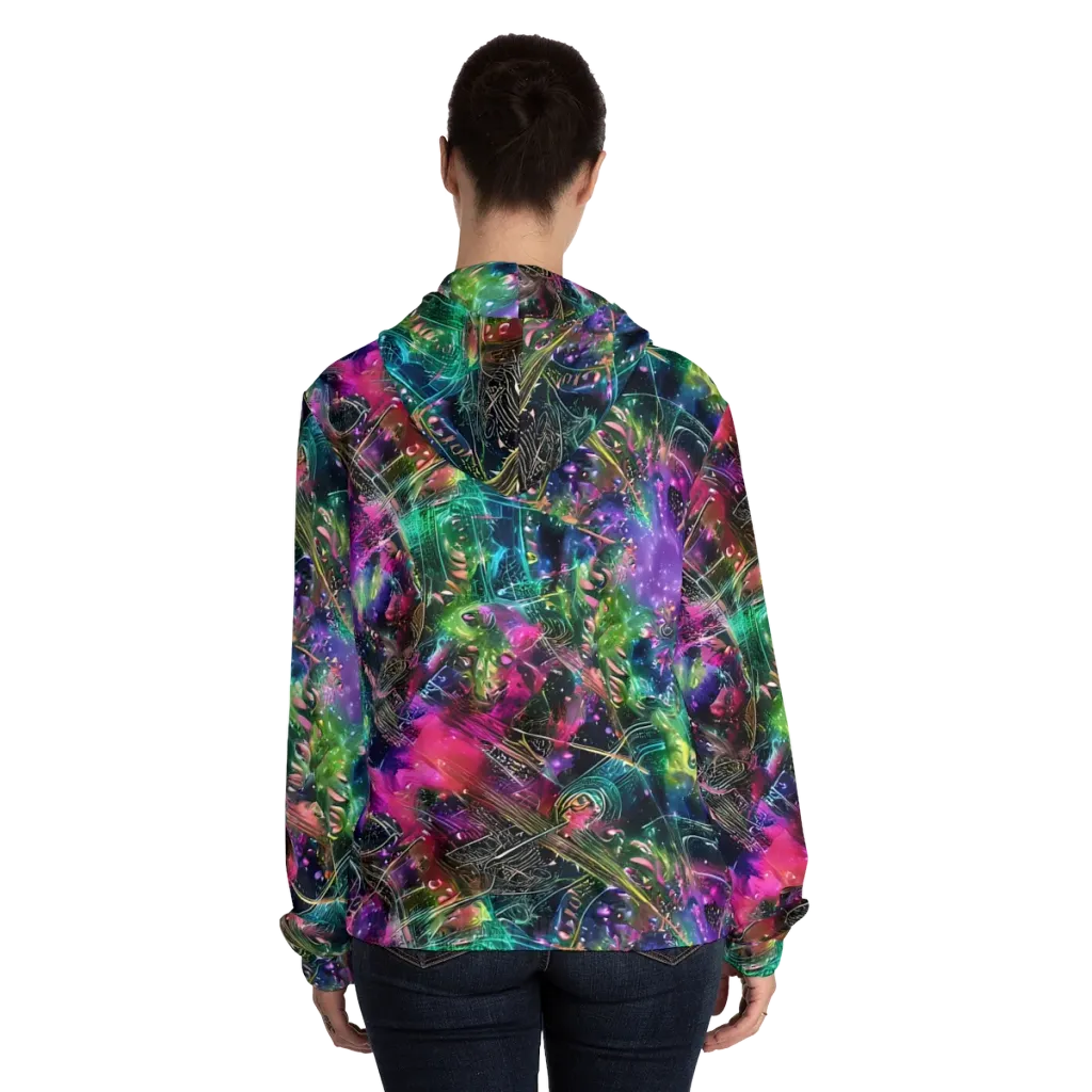 Digital Bloom on Women's Full-Zip Hoodie — Back On Person