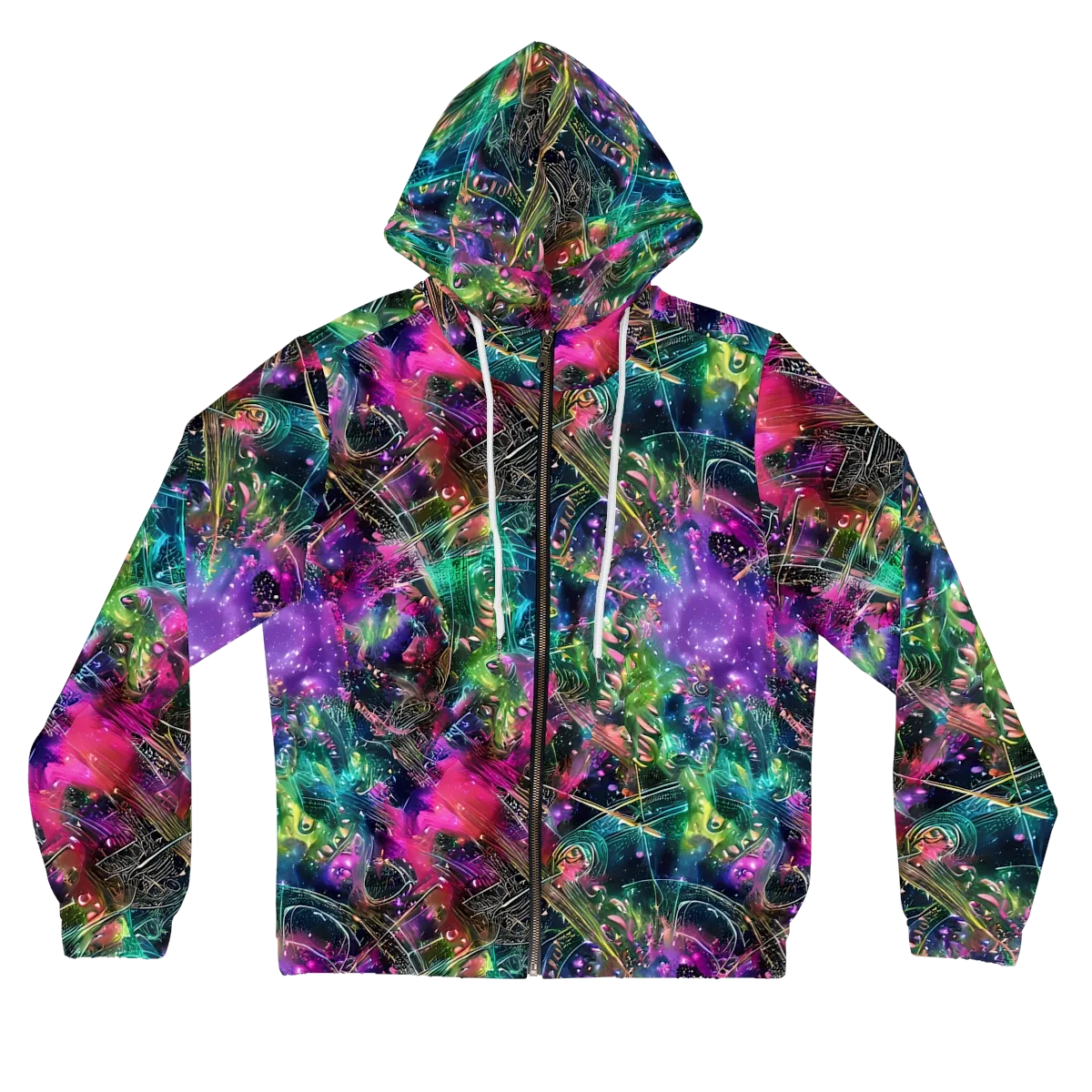 Digital Bloom on Women's Full-Zip Hoodie — Front