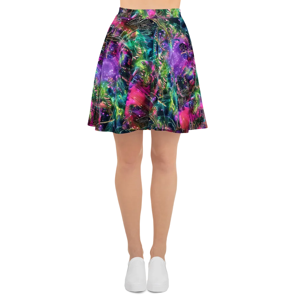 Digital Bloom on Skater Skirt — Front