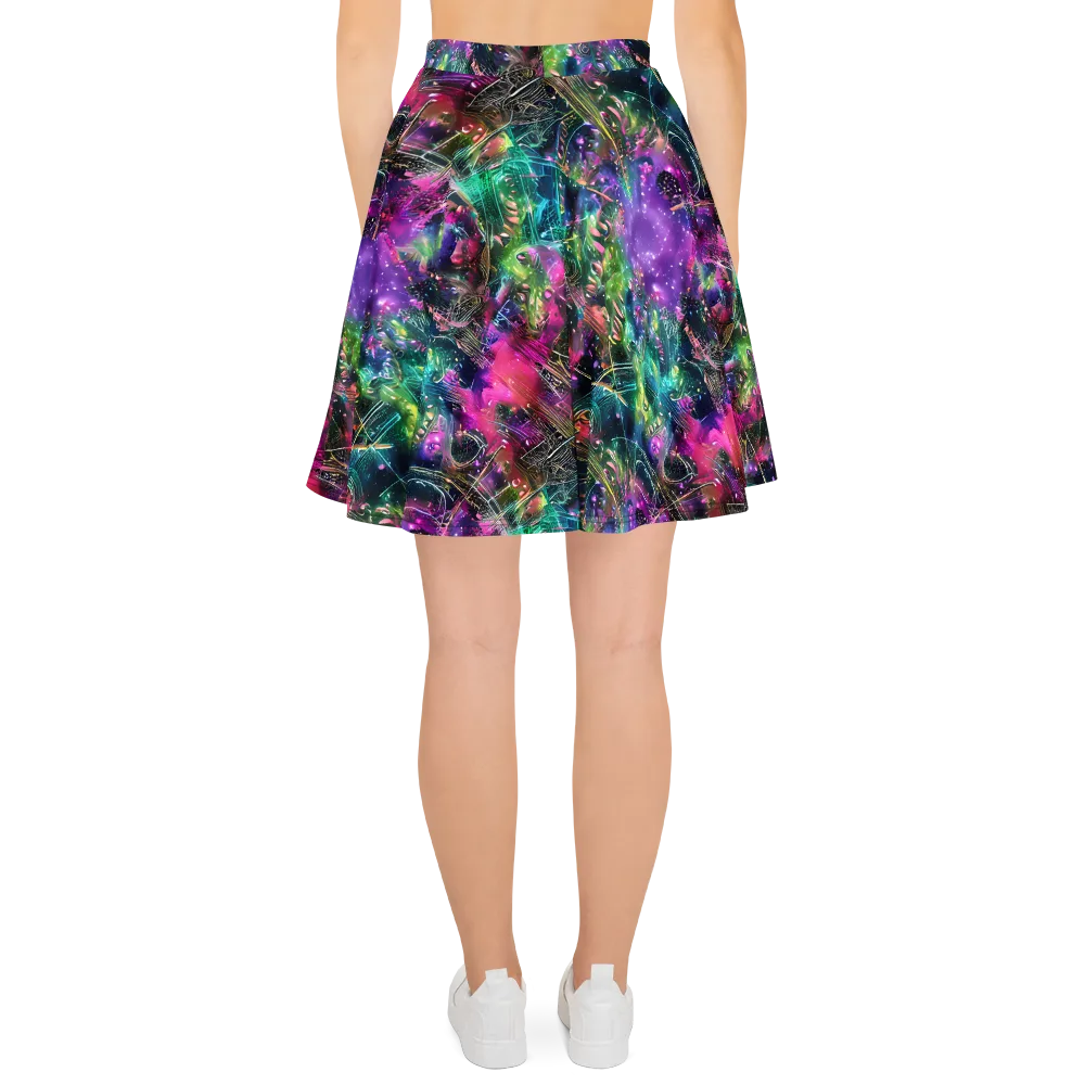 Digital Bloom on Skater Skirt — Back