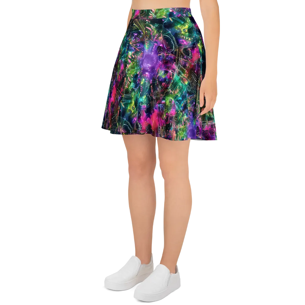 Digital Bloom on Skater Skirt — Left