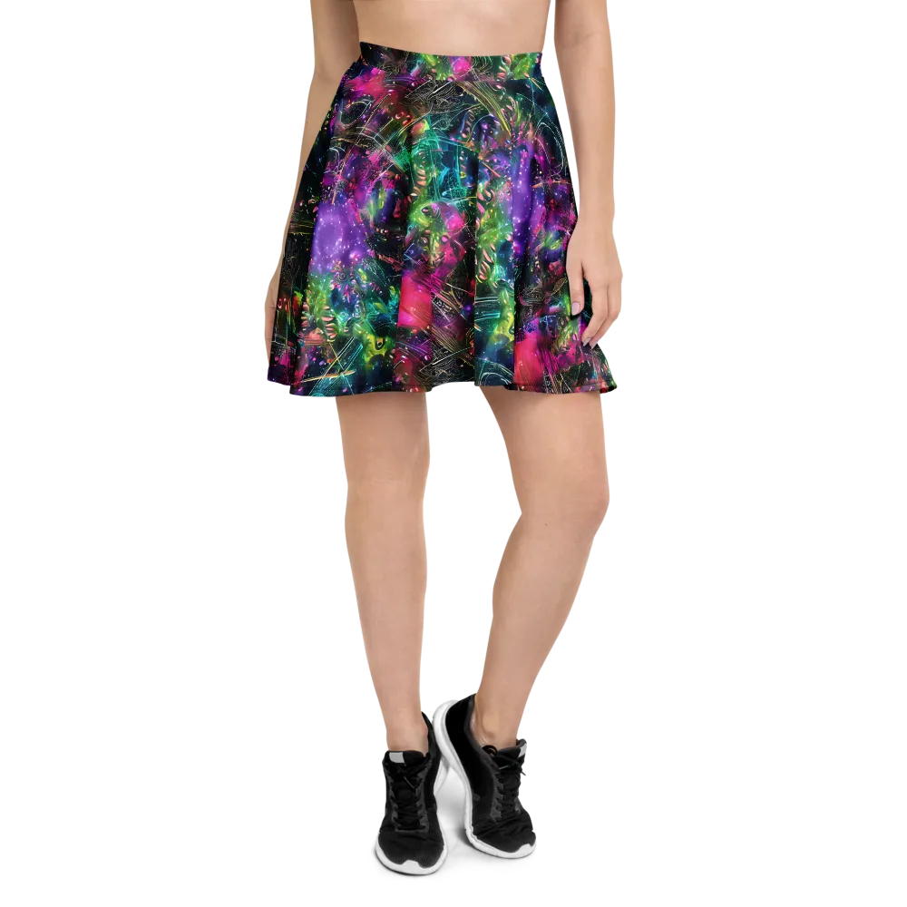 Digital Bloom on Skater Skirt — Front