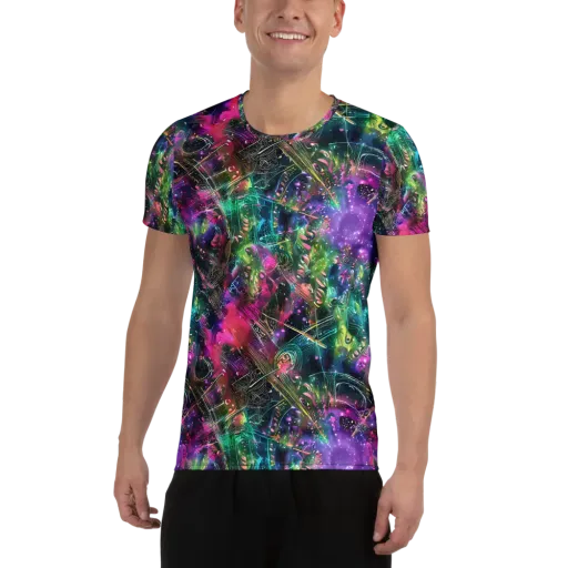 Digital Bloom on a Men's Athletic T-Shirt