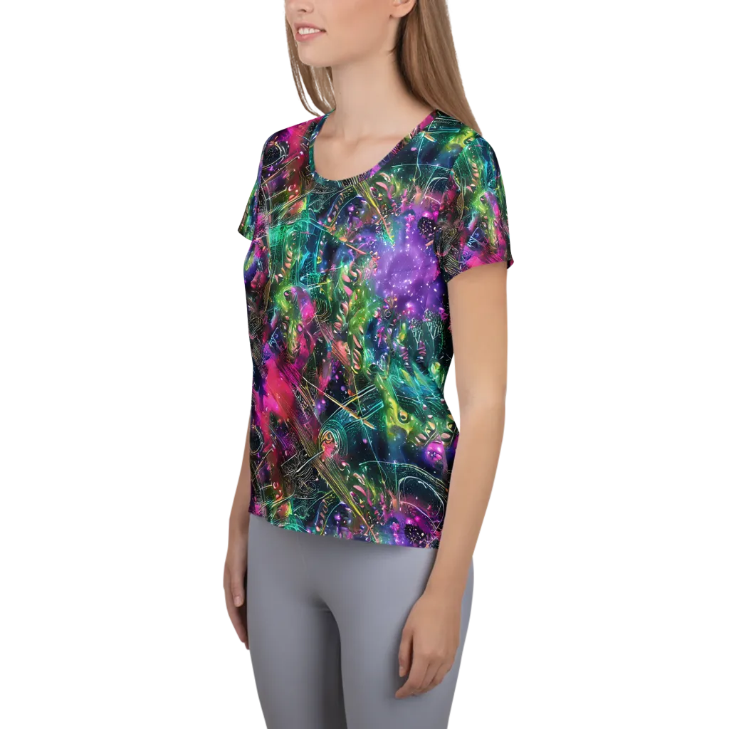Digital Bloom on Women's Athletic T-Shirt — Left