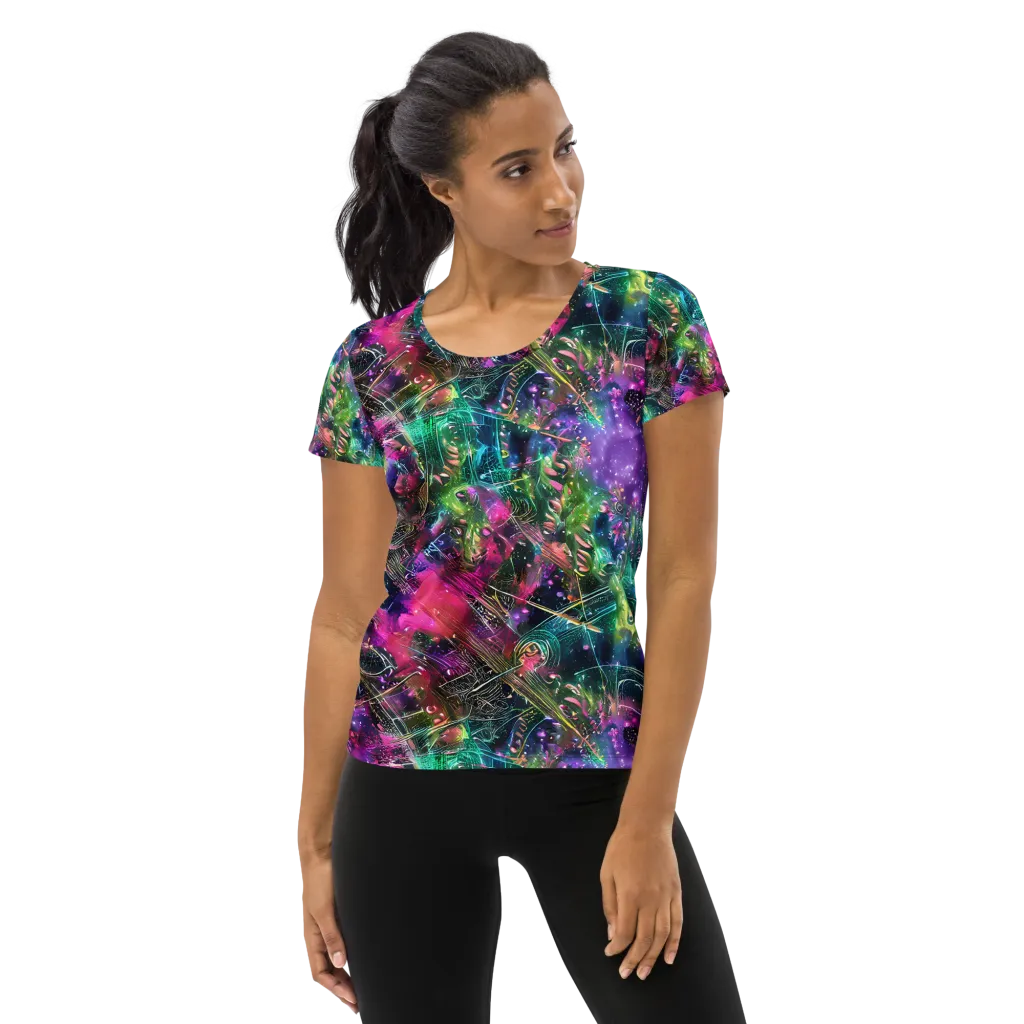 Digital Bloom on Women's Athletic T-Shirt — Front