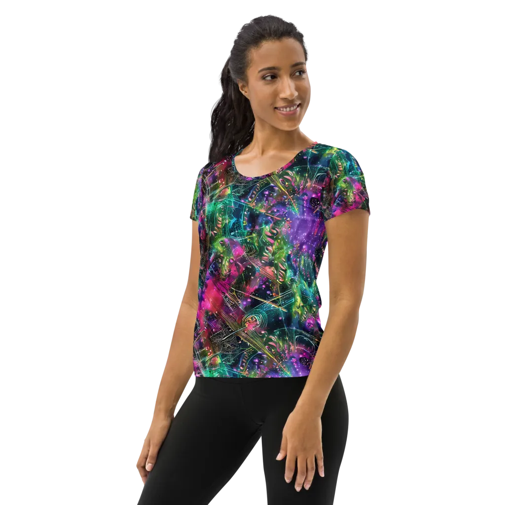 Digital Bloom on Women's Athletic T-Shirt — Left