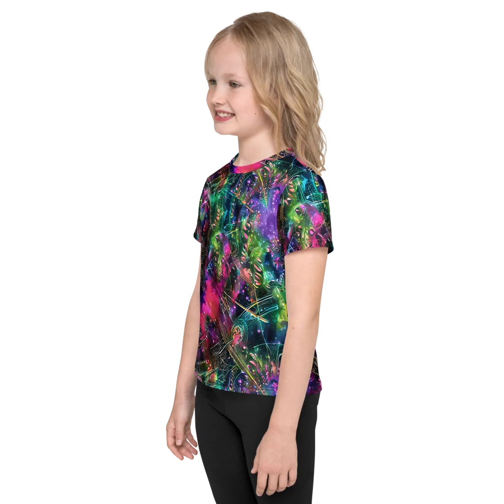 Digital Bloom on Kids Crew Neck T-Shirt — Left