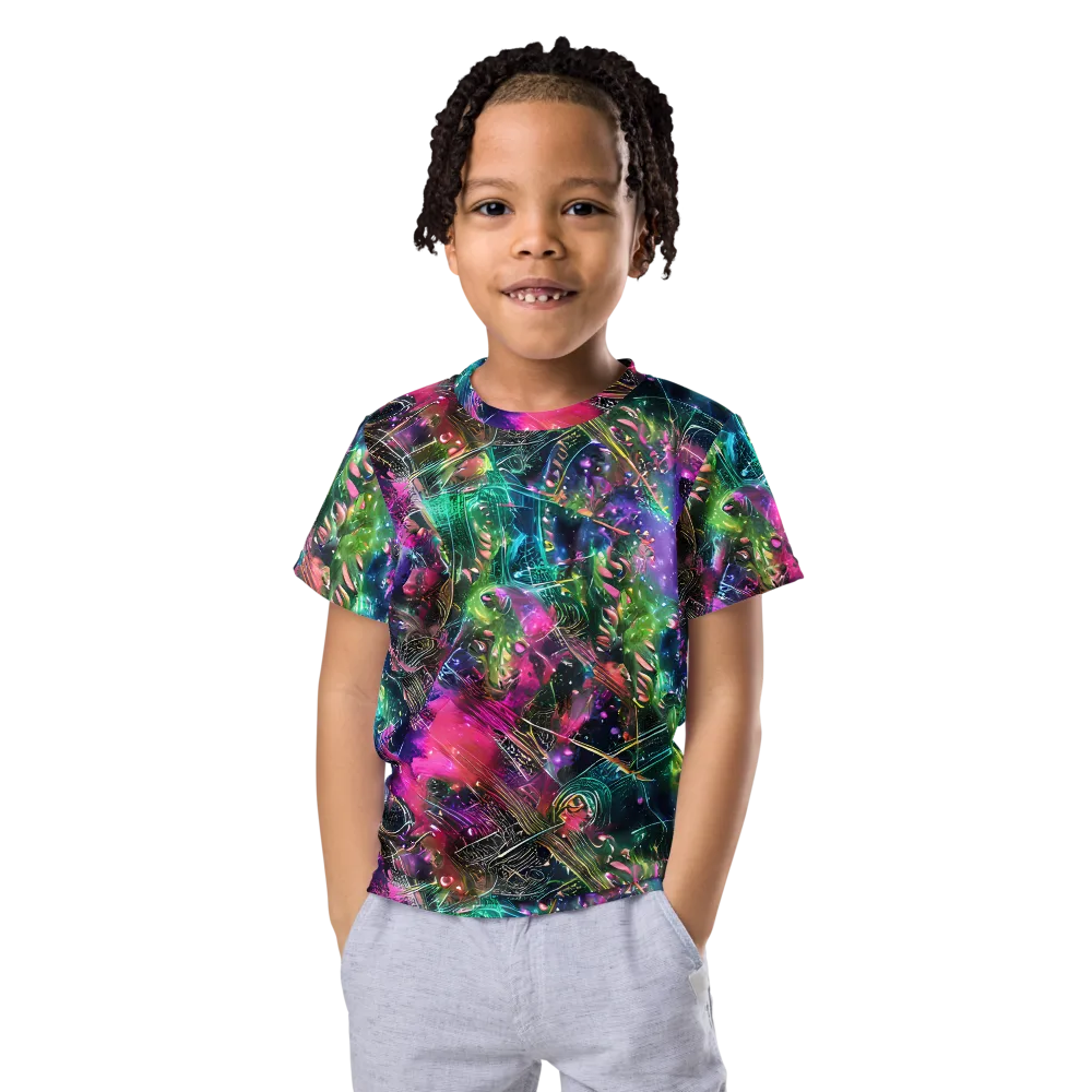 Digital Bloom on Kids Crew Neck T-Shirt — Front