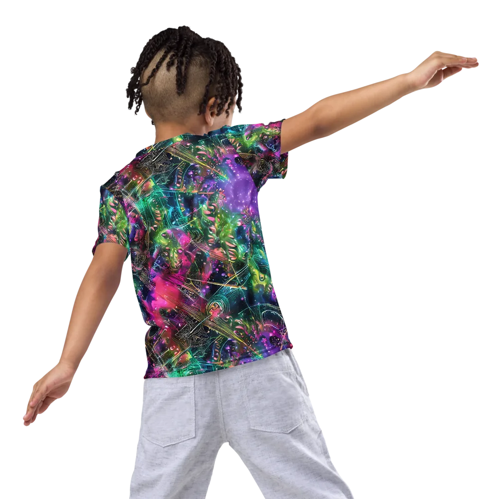 Digital Bloom on Kids Crew Neck T-Shirt — Back