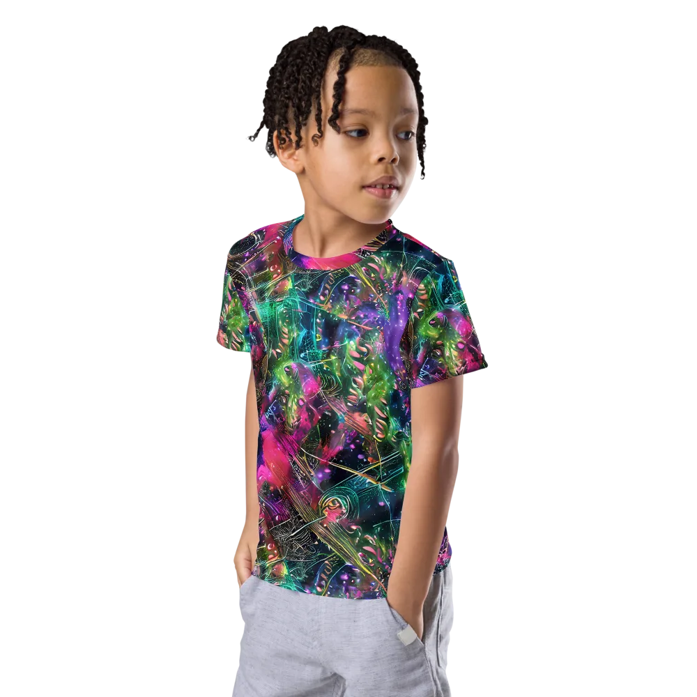 Digital Bloom on Kids Crew Neck T-Shirt — Left Front