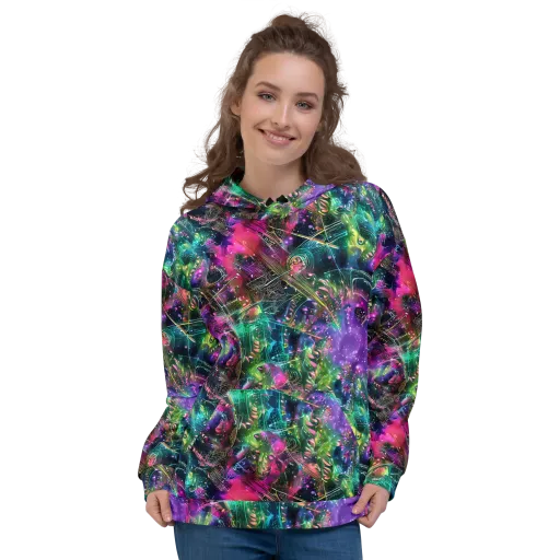 Digital Bloom on a Hoodie