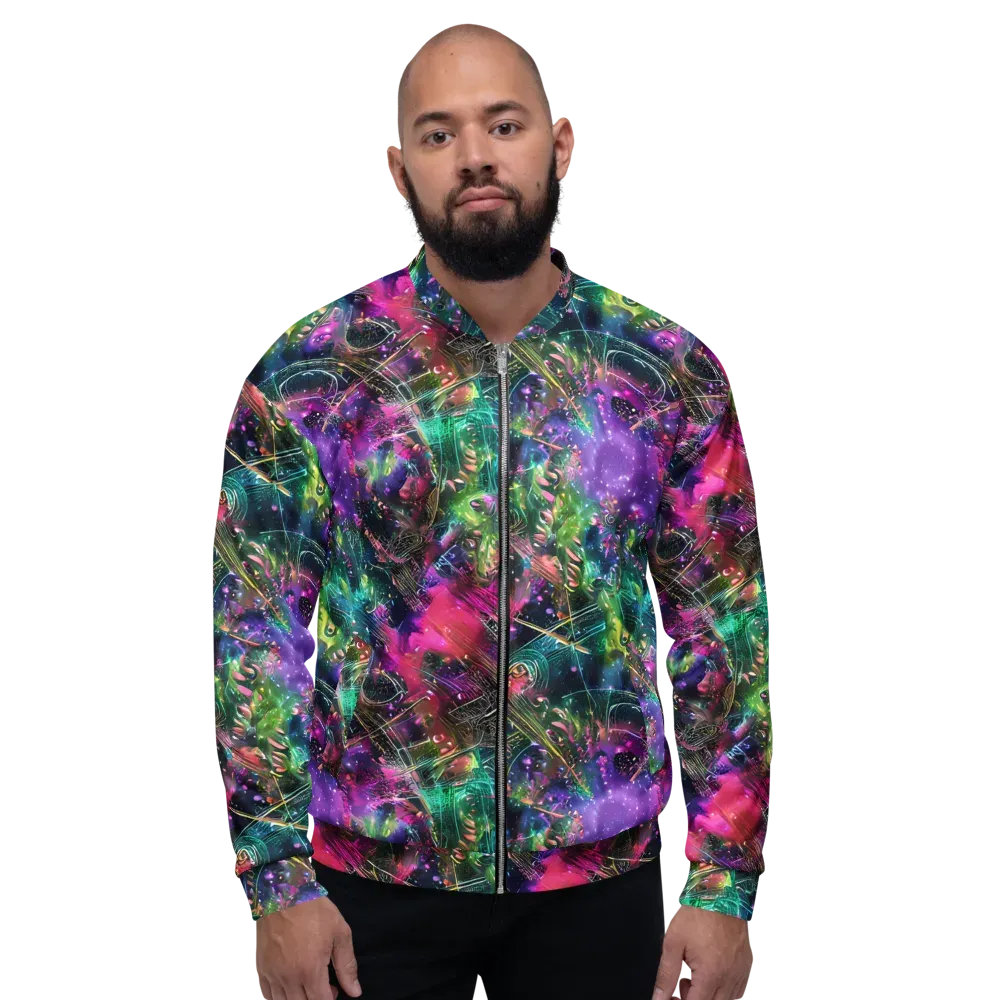 Digital Bloom on Bomber Jacket — Front