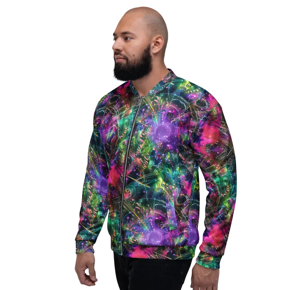 Digital Bloom on Bomber Jacket — Left