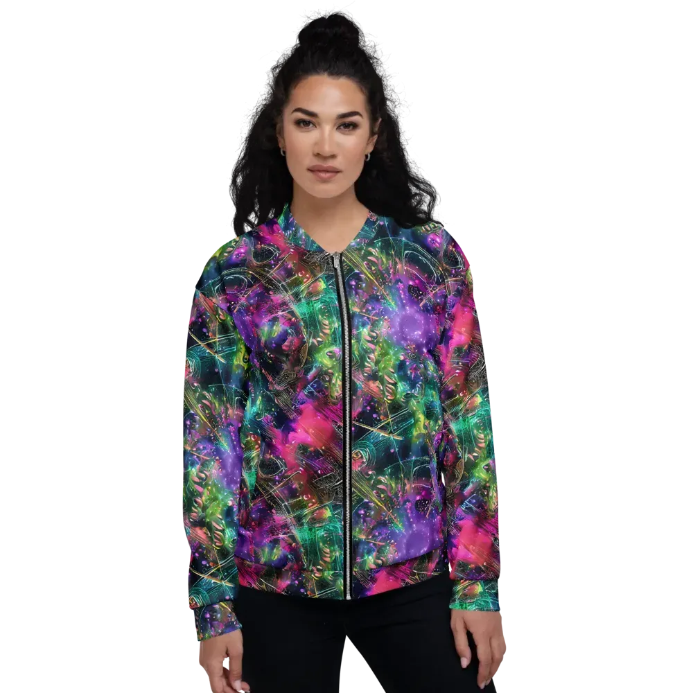 Digital Bloom on Bomber Jacket — Front