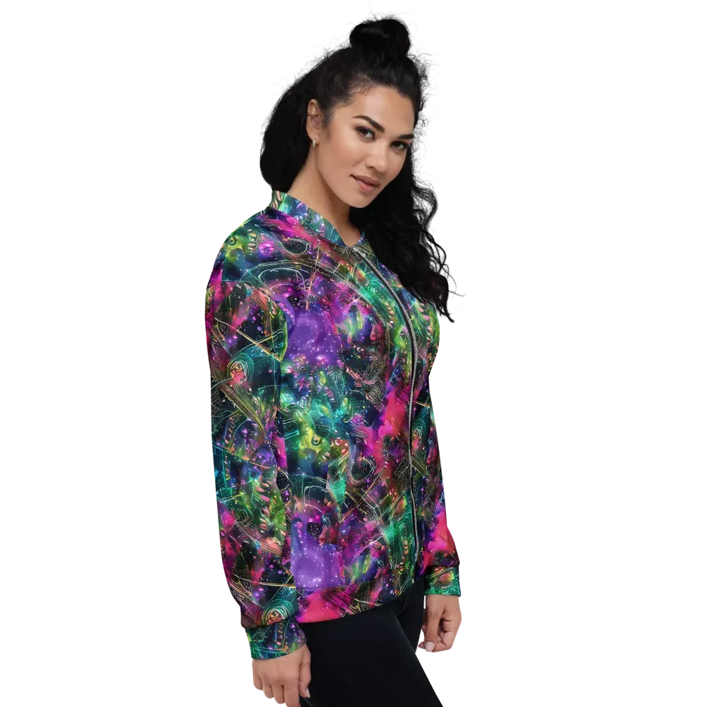 Digital Bloom on Bomber Jacket — Right