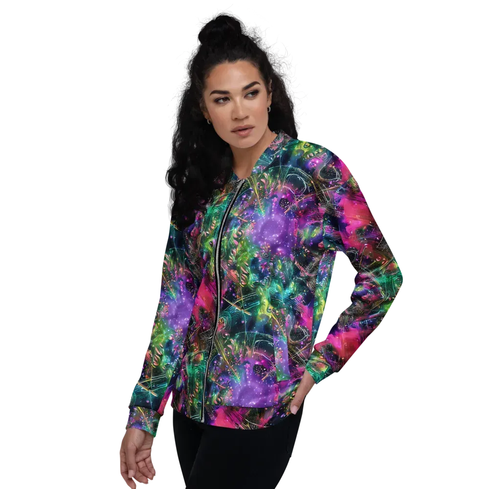 Digital Bloom on Bomber Jacket — Left