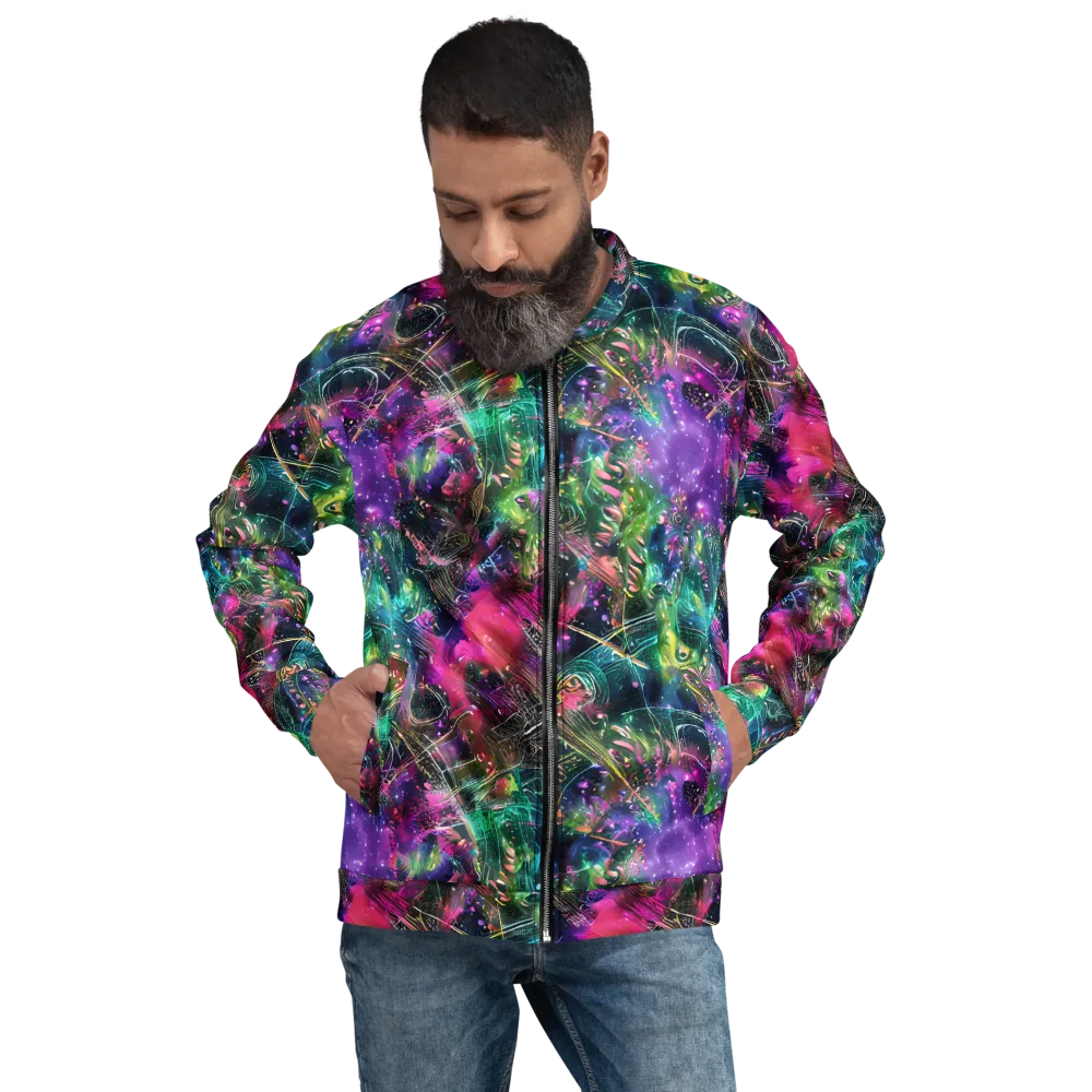 Digital Bloom on Bomber Jacket — Front