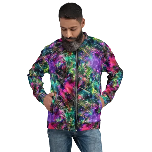 Digital Bloom on a Bomber Jacket