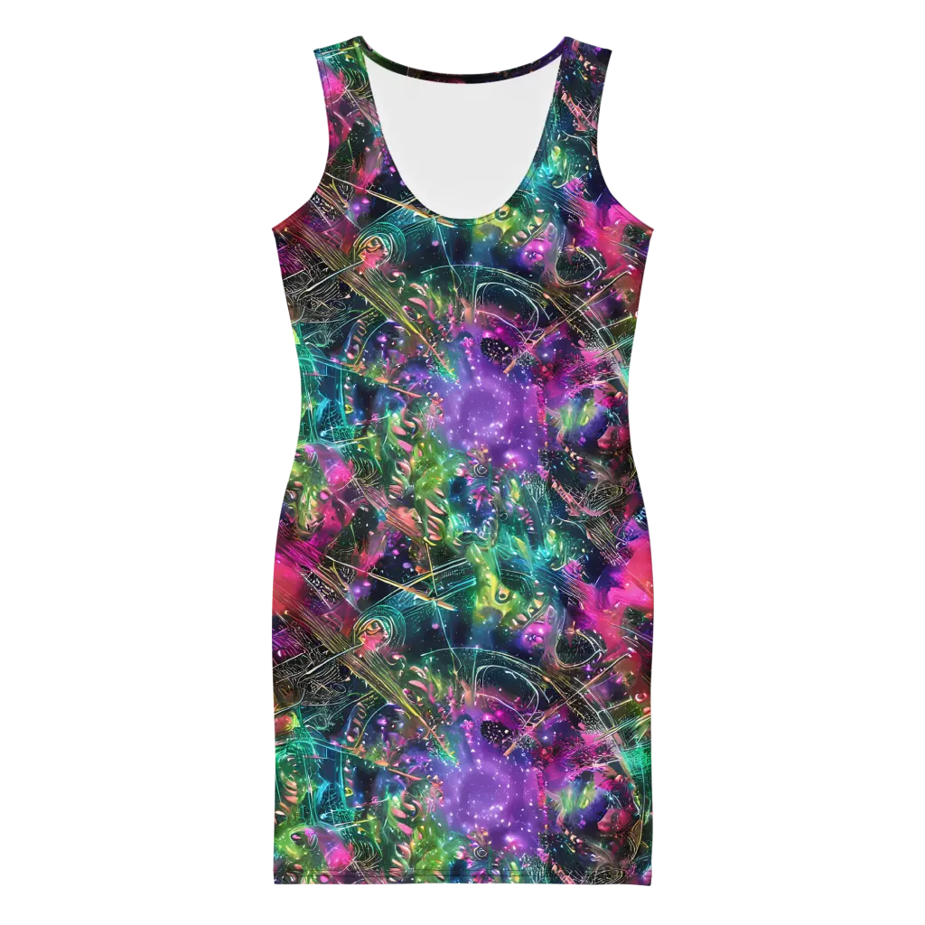 Digital Bloom on Bodycon Dress — Front