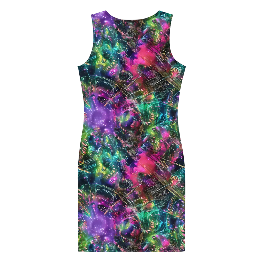 Digital Bloom on Bodycon Dress — Back