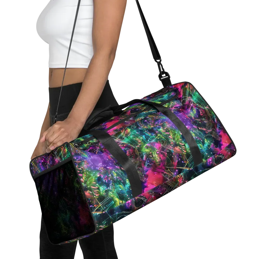 Digital Bloom on Duffle Bag — Front
