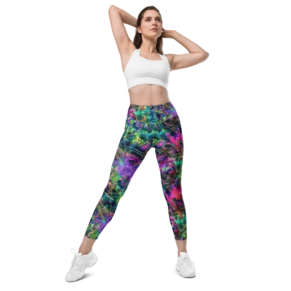 Digital Bloom on Leggings with Pockets — Front