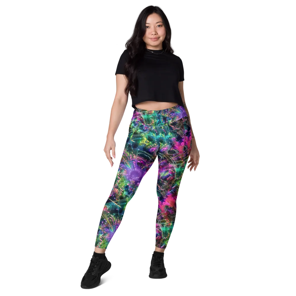 Digital Bloom on Leggings with Pockets — Front