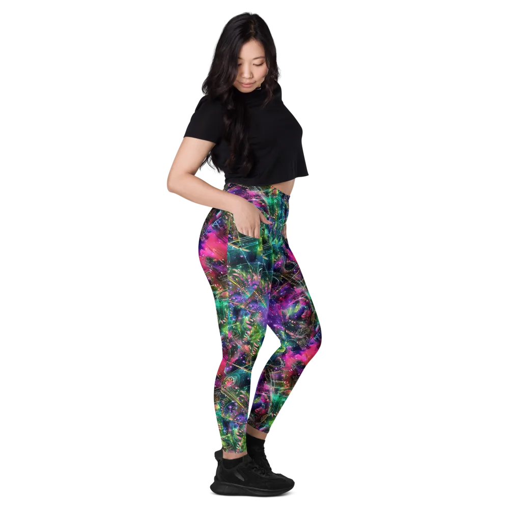 Digital Bloom on Leggings with Pockets — Right