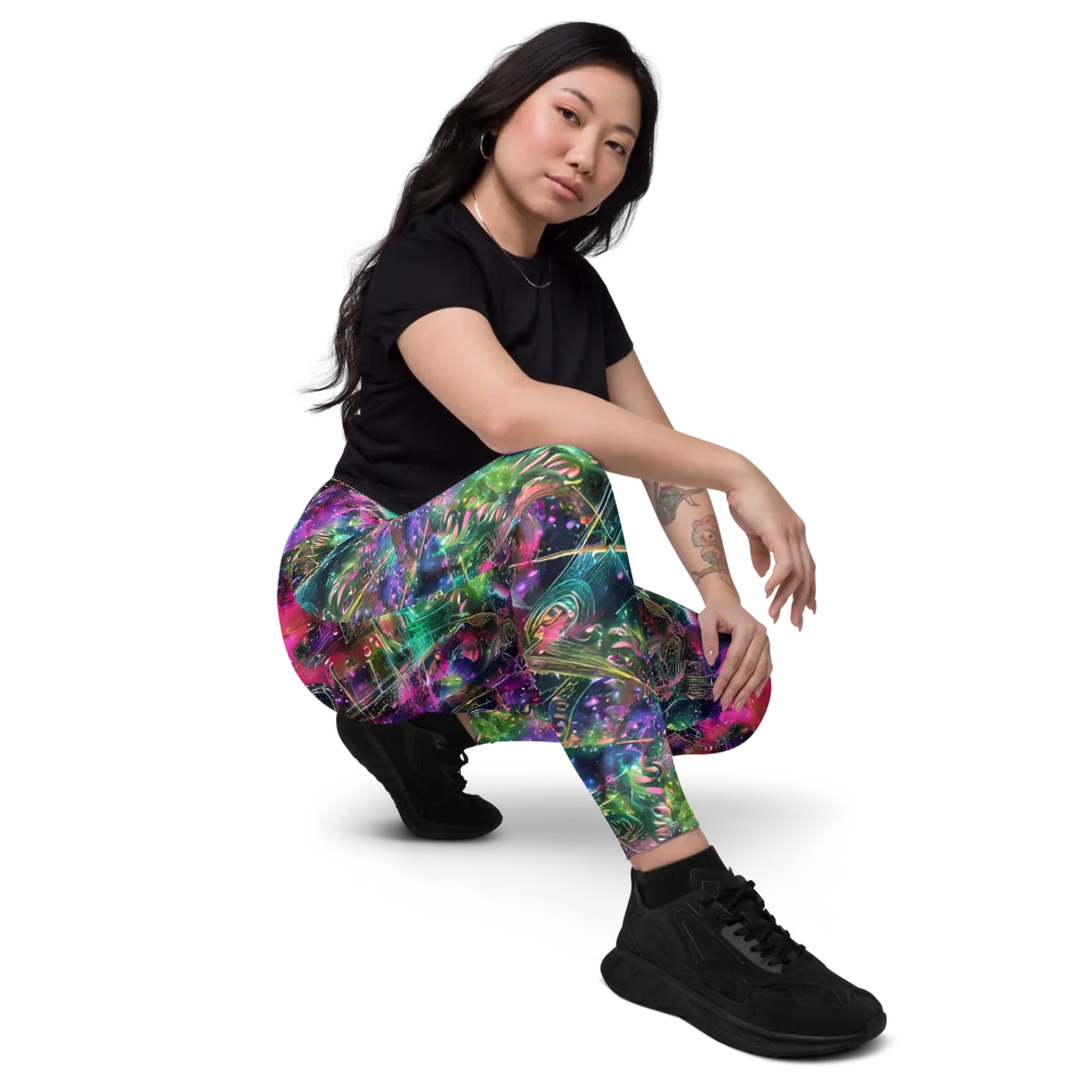 Digital Bloom on Leggings with Pockets — Right Front
