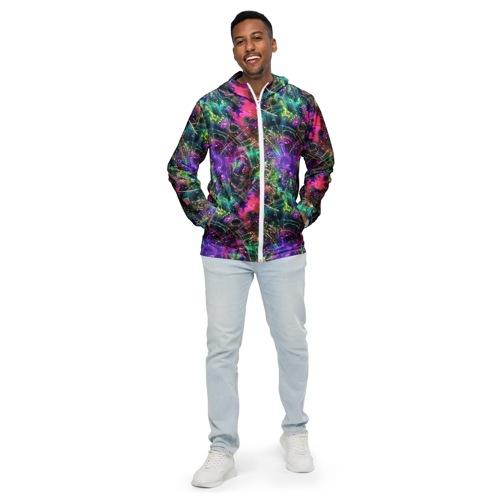 Digital Bloom on Men's Windbreaker — Front