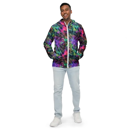 Digital Bloom on a Men's Windbreaker