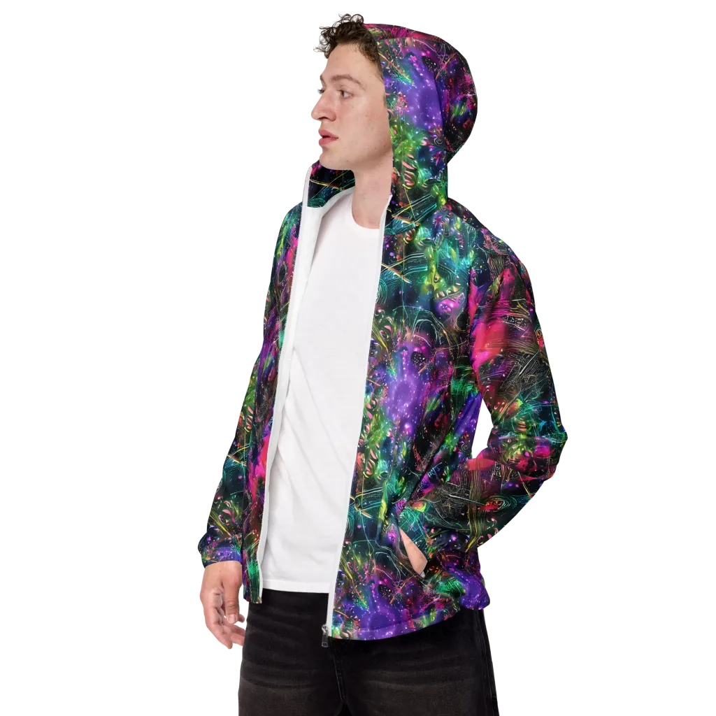 Digital Bloom on Men's Windbreaker — Left Front