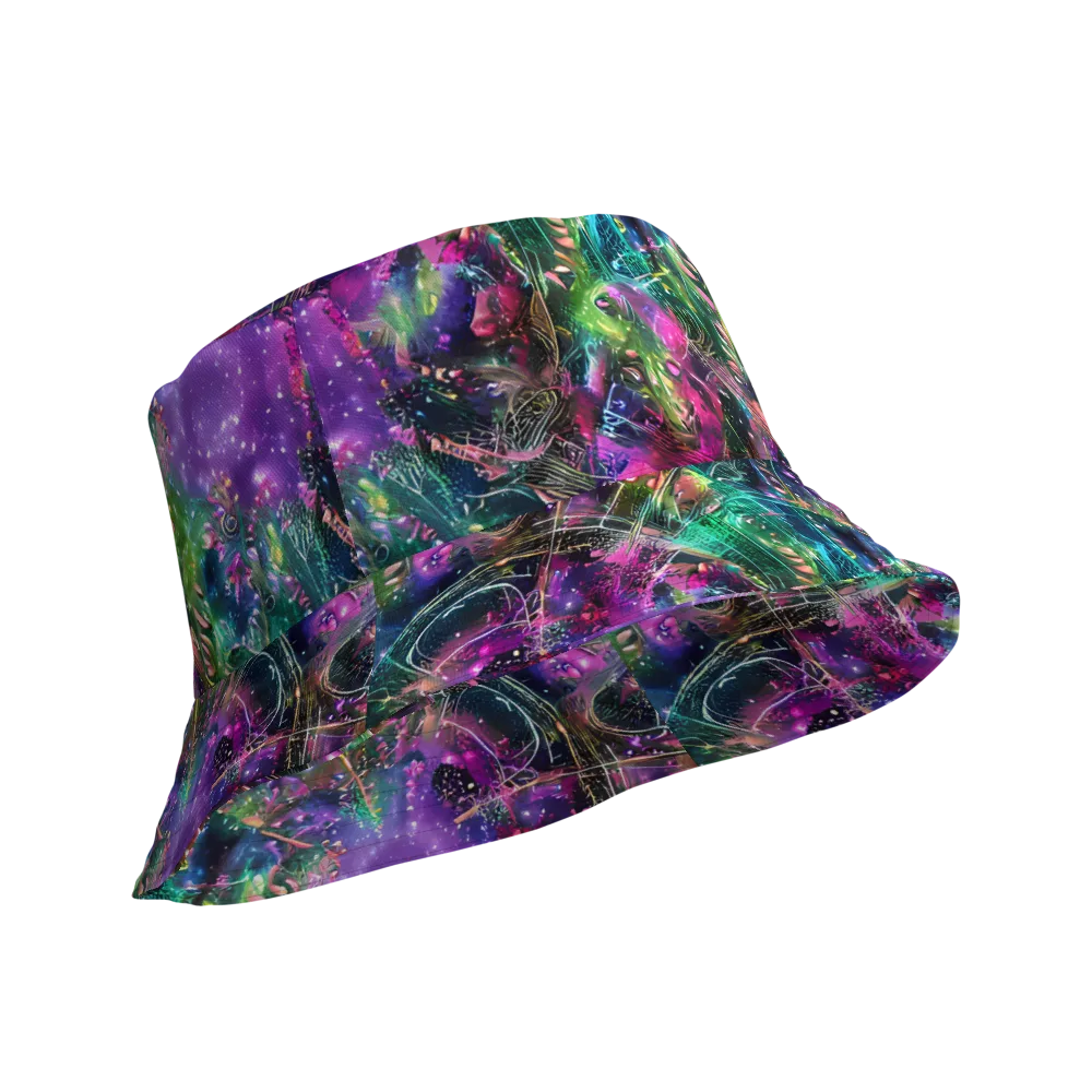 Digital Bloom on Reversible Bucket Hat — Product details Outside