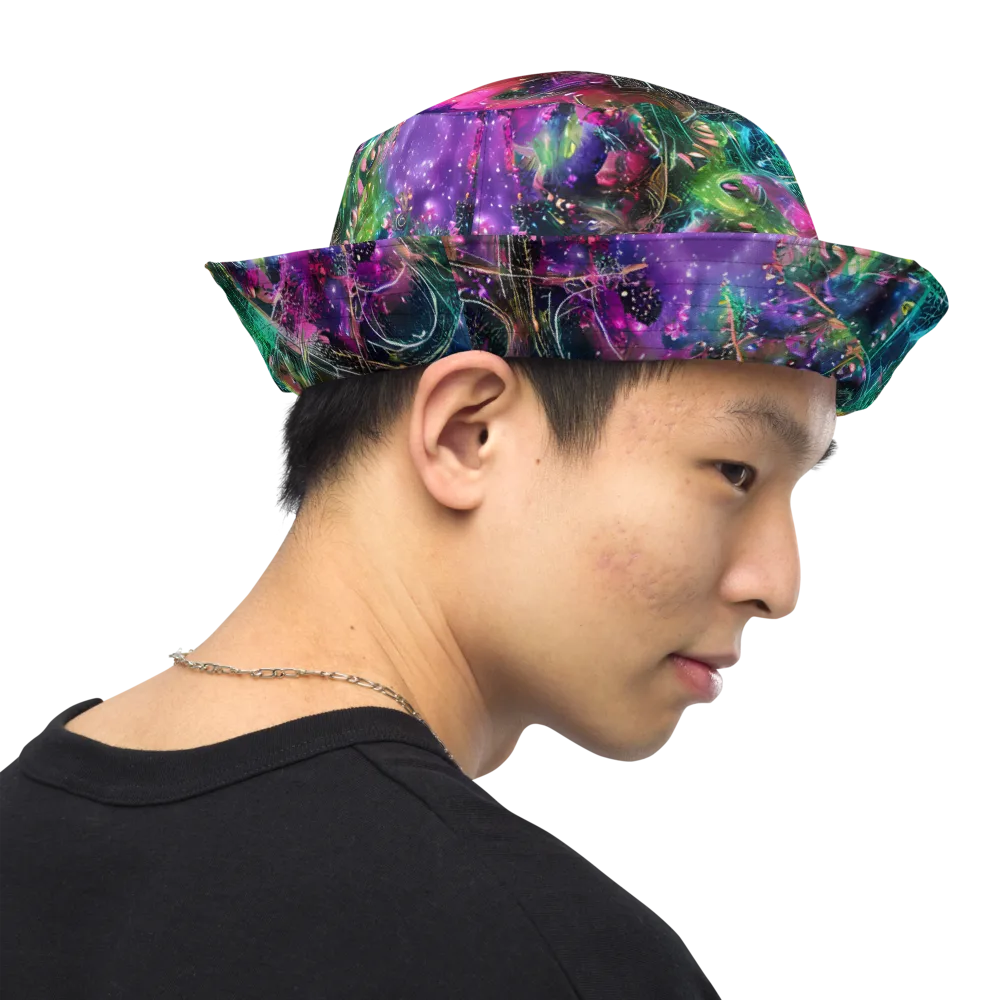 Digital Bloom on Reversible Bucket Hat — Right Outside