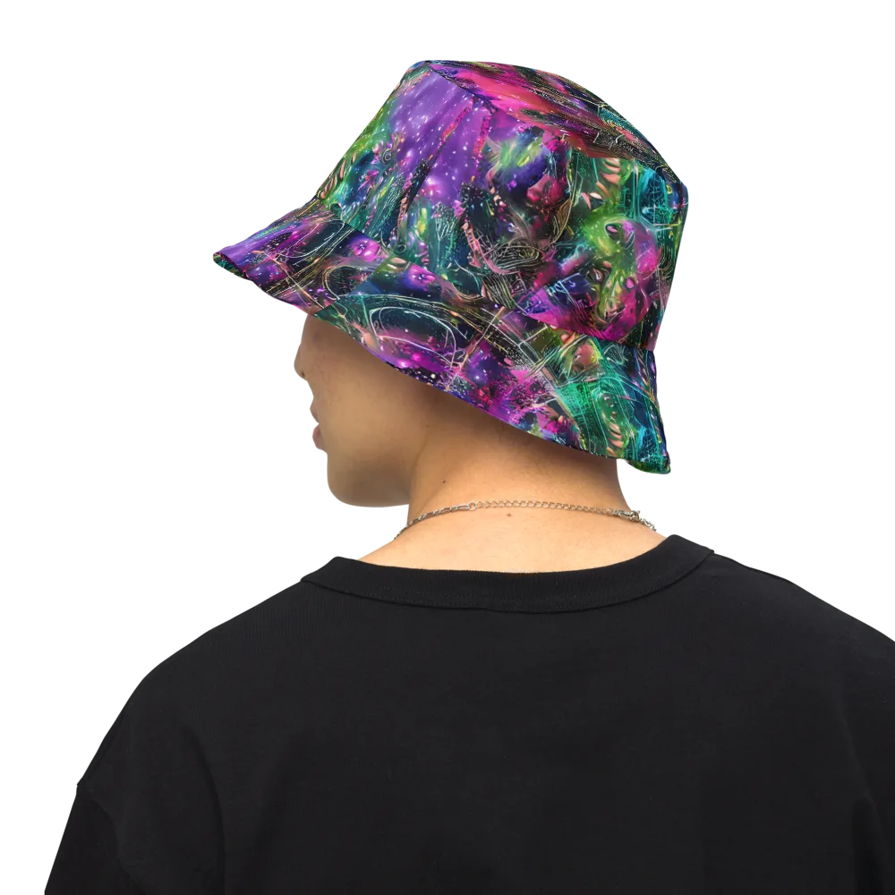 Digital Bloom on Reversible Bucket Hat — Back Inside