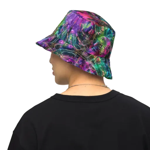 Digital Bloom on a Reversible Bucket Hat
