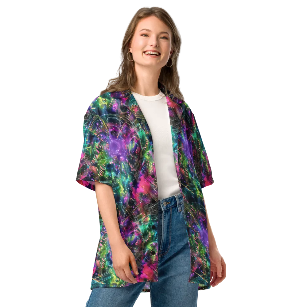 Digital Bloom on Button Shirt — Front