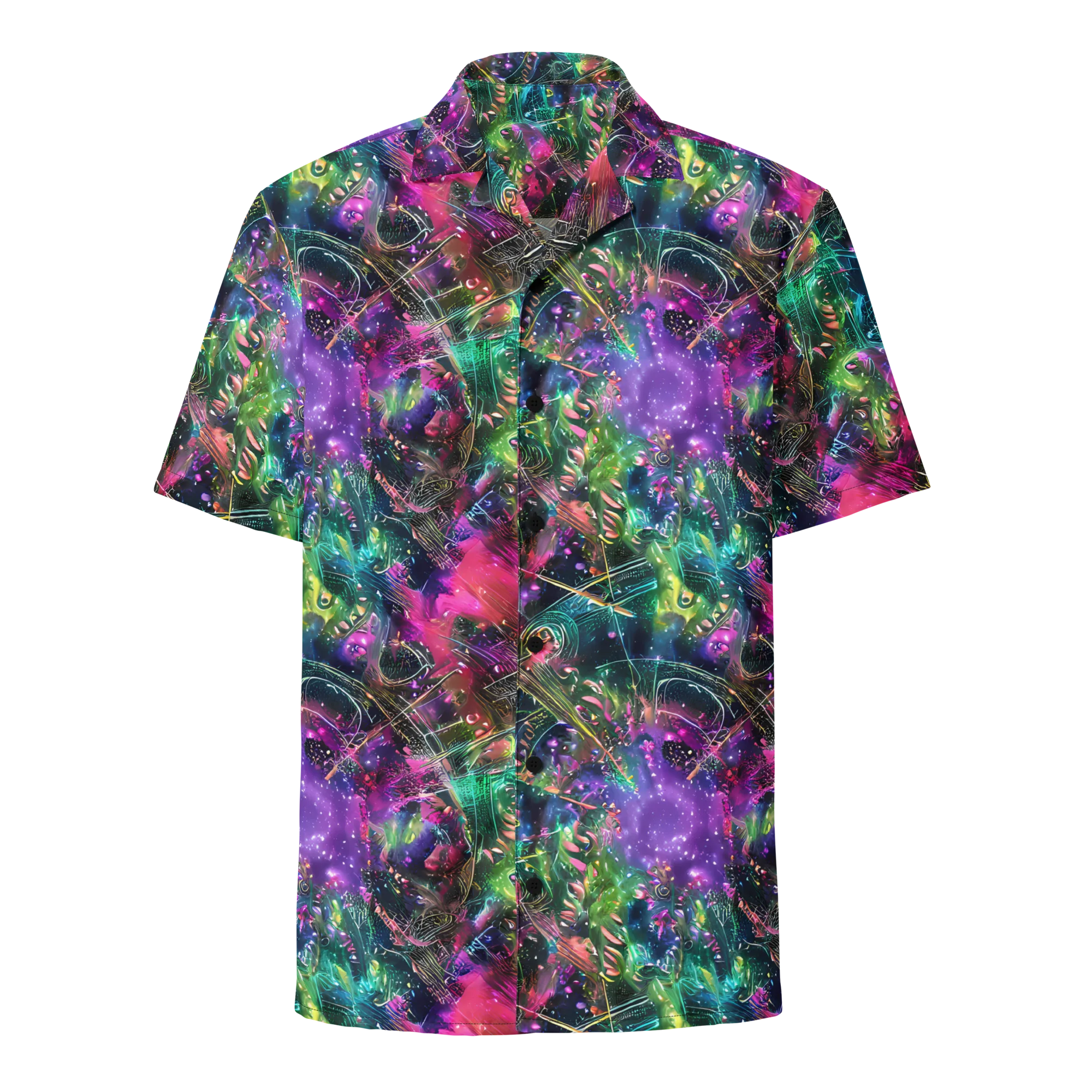 Digital Bloom on Button Shirt — Front
