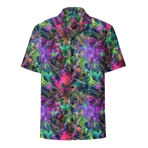 Digital Bloom on a Button Shirt