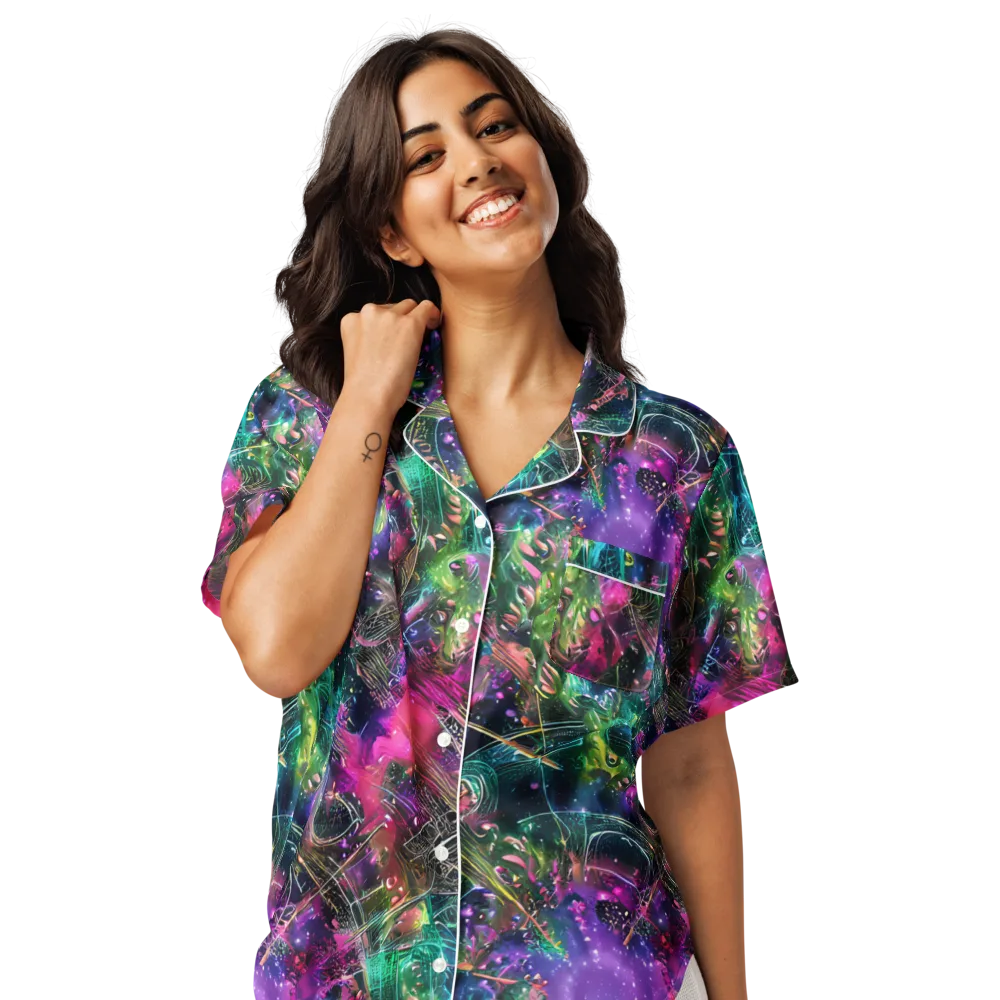 Digital Bloom on Women's Short Sleeve Pajama Top — Front